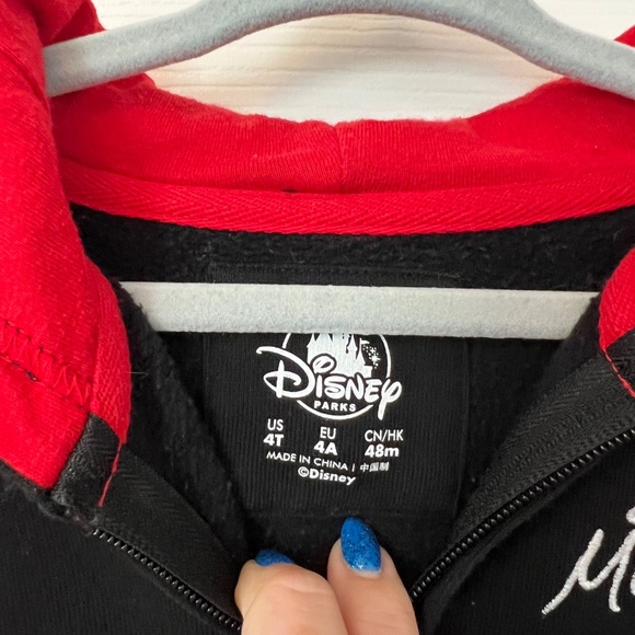 Disney Parks Mickey Mouse Sweatshirt Black Long Sleeve Hoodie Standup Ears 4T - Picture 2 of 7